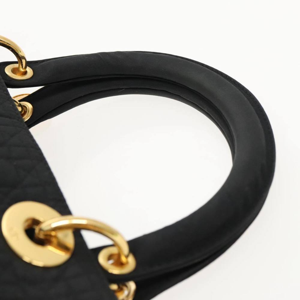 Christian Dior Canage Hand Bag Nylon Black Gold Auth yk15712 - Picture 8 of 16